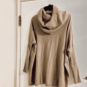 Dreamers Sweater Women’s Sz S/M Cowl Neck Beige Ribbed Dolman Sleeves Chunky